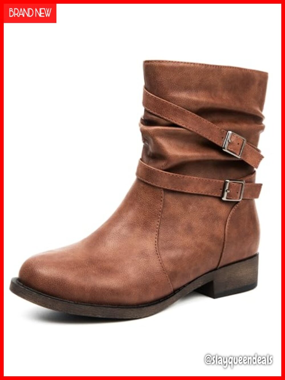 Women's Faux Leather Mid-Calf Western Boots Low Chunky Heel Zip